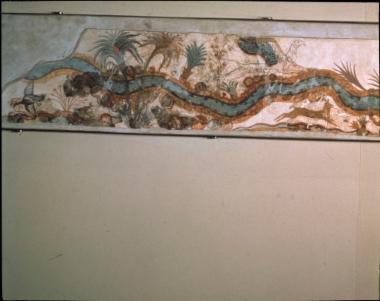 Τοιχογραφία, Δωμάτιο 5, Νηοπομπή, ποτάμιο τοπίο (λεπτομέρια)