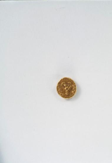 Χρυσό τριημιωβόλιο (1/8) στατήρα Φιλίππου Β΄ Κάνθαρος με το όνομα του βασιλιά (οπισθότυπος)