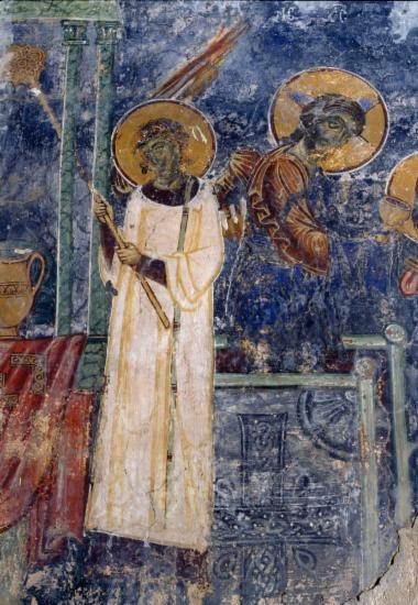 Η Κοινωνία των Αποστόλων, λεπτομέρεια τοιχογραφίας στο Ιερό.