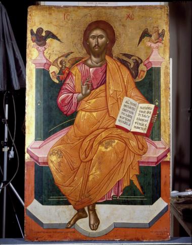 Εικόνα. Ένθρονος Χριστός. Έργο Ε. Τζάνε