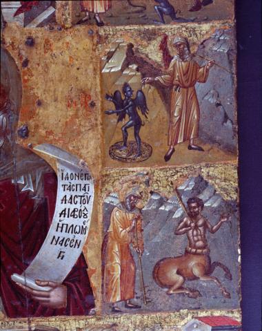 Εικόνα. Ο Άγιος Αντώνιος και σκηνές του βίου του. Λεπτομέρεια