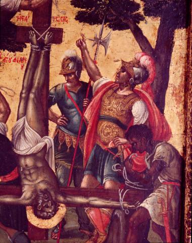 Εικόνα. Σταύρωση του Αγίου Ανδρέα. Έργο Μ. Δαμασκηνού. Λεπτομέρεια