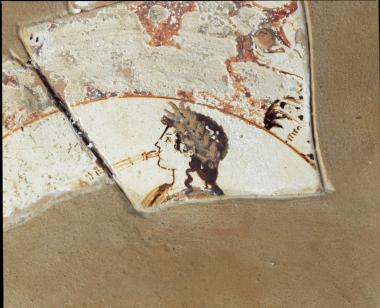 Αυλητής. Λεπτομέρεια από ερυθρόμορφη κύλικα