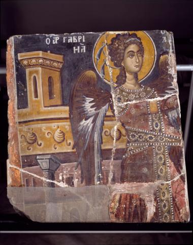 Ναός Αγ. Σπυρίδωνα. Ο Αρχάγγελος Γαβριήλ. Αποτοιχισμένη τοιχογραφία