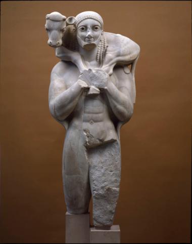 Ο Μοσχοφόρος. Μαρμάρινο αρχαϊκό άγαλμα