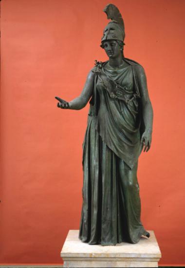 Χάλκινο άγαλμα Αθηνάς. Πρόσθια όψη. Πιθανώς έργο του γλύπτη Ευφράνορος.