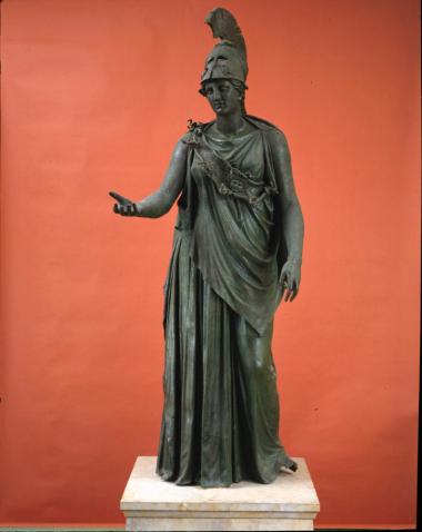 Χάλκινο άγαλμα Αθηνάς. Πρόσθια όψη. Πιθανώς έργο του γλύπτη Ευφράνορος.