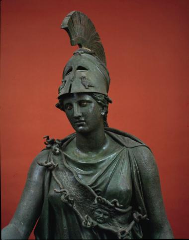 Χάλκινο άγαλμα Αθηνάς. Κατενώπιον. Πιθανώς έργο του γλύπτη Ευφράνορος.