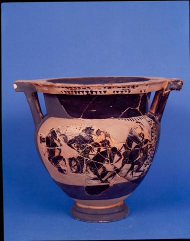 Αττικός μελανόμορφος κρατήρας με παράσταση Αμαζονομαχίας και Ηρακλή