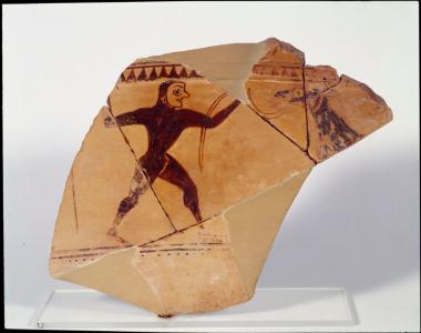 Όστρακο με παράσταση ανδρικής μορφής με άλογο