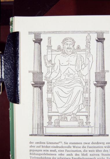 Σχεδιαστική αναπαράσταση του χρυσελαφάντινου αγάλματος του Δία