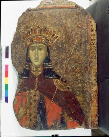 Η αγία Αικατερίνη(;). Αμφιπρόσωπη εικόνα.