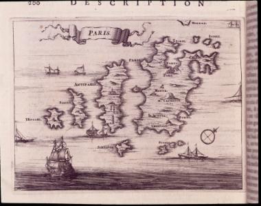 Χάρτης της Πάρου και της Αντιπάρου από το βιβλίο του O. Dapper
