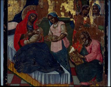 Φορητή εικόνα, η Παναγία γαλακτοτροφούσα, λεπτομέρεια