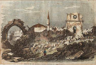 Scene of the late explosion at Rhodes [Άποψη της πρόσφατης έκρηξης στη Ρόδο]