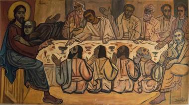 Μυστικός δείπνος (έργο εμπνευσμένο από τη μεταβυζαντινή τοιχογραφία στον ναό του Αγίου Ιωάννη στο Παραδείσι Ρόδου)