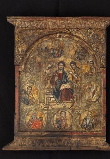 Κεντρικό φύλλο τριπτύχου με τη Δέηση, Αγίους και Προφήτες.