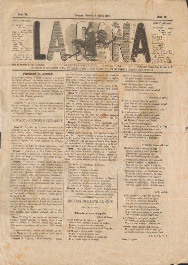 La Rana. Anno XX΄. Num 14.  Venerdi 4 Aprile 1884