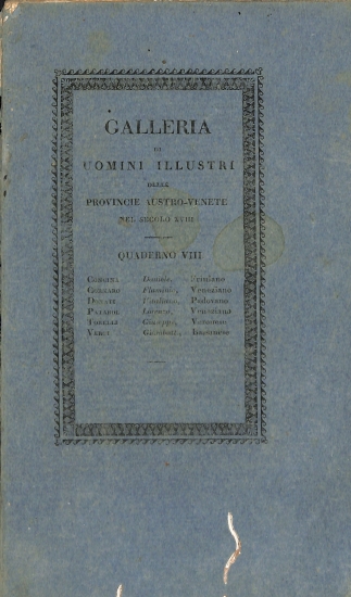 Galleria di uomini illstri, delle provincie Austro-Venete nel secolo XVIII