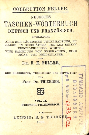 Neuestes Taschen-Wörterbuch Deutsch und Französisch: Vol II. Deutsch-Französisch