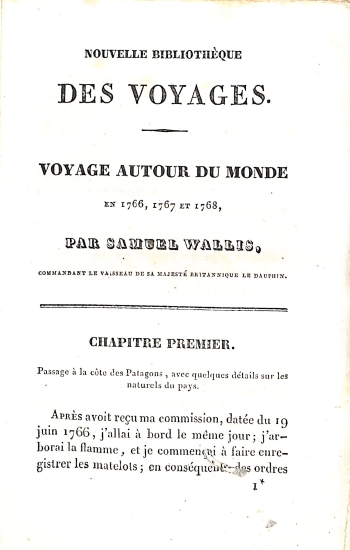Nouvelle bibliothèque des voyages, ou Choix des voyages les plus intéressans. Tome vingt-neuvième: Wallis - Voyage autour du monde