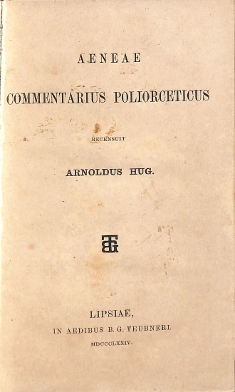Aeneae Commentarius Poliorceticus