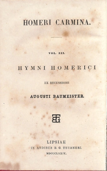 Homeri Carmina: Vol. III. Hymni Homerici