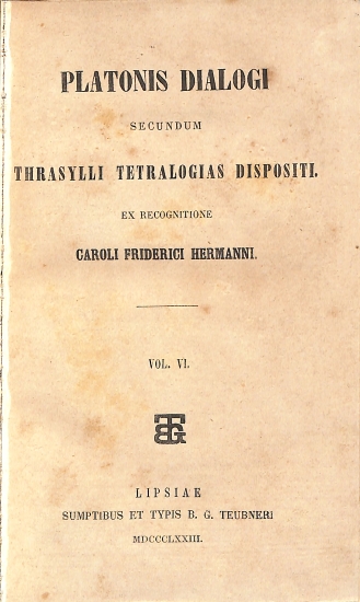 Platonis Dialogi secundum Thrasylli tetralogias dispositi: Vol. VI