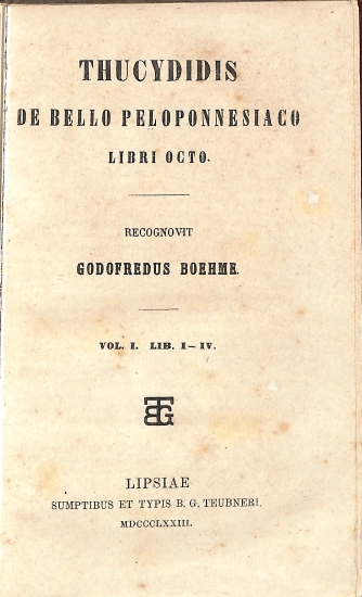 Thucydidis de bello Peloponnesiaco libri octo: Vol. I. Lib. I-IV