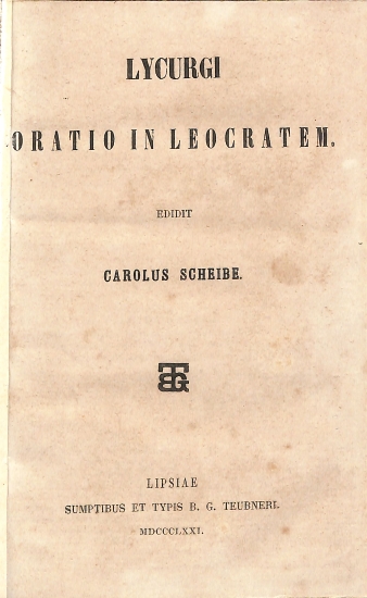Lycurgi Oratio in Leocratem