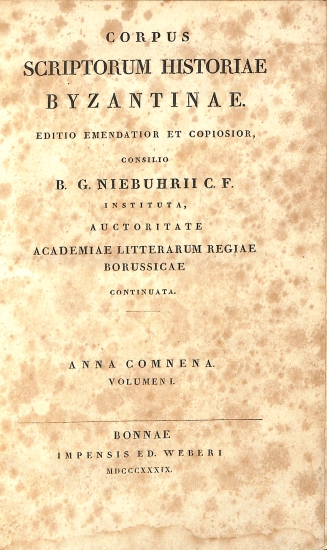 Corpus Scriptorum Historiae Byzantinae: Anna Comnena - Volumen I
