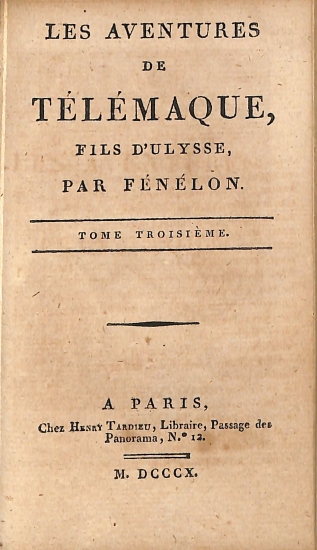 Les Αventures de Télémaque, fils d'Ulysse: Tome Troisieme