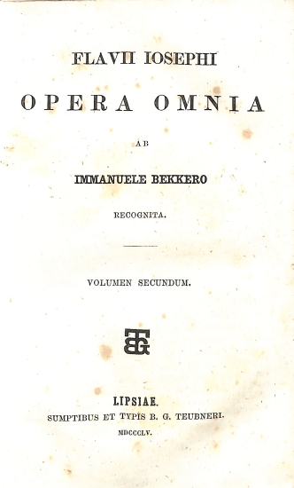 Flavii Iosephi Opera omnia: Volumen secundum