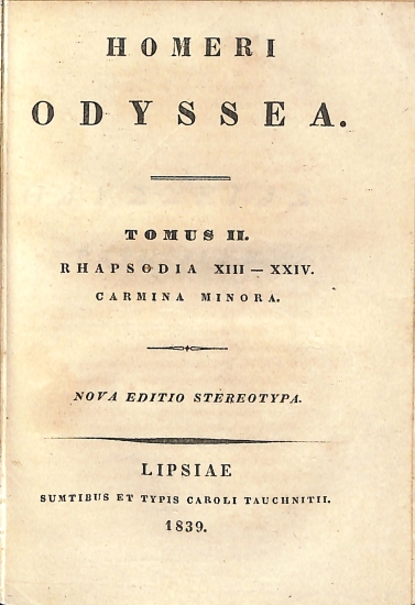 Homeri Odyssea: Tomus II. Rhapsodia XIII-XXIV