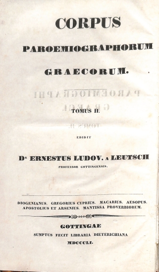 Corpus Paroemiographorum Graecorum: Tomus II