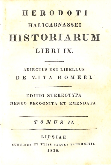 Herodoti Halicarnassei Historiarum Libri IX: Tomus II