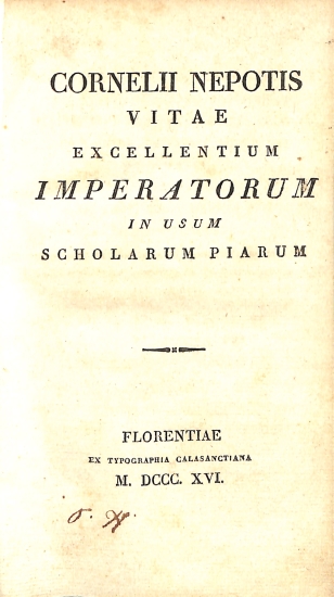 Cornelii Nepotis Vitae Excellentium Imperatorum In Usum Scholarum