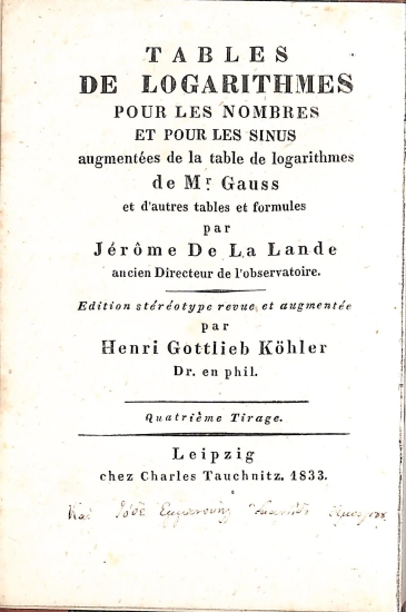 Tables de Logarithmes