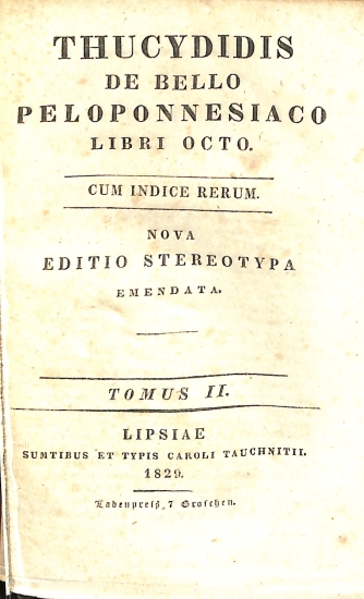 Thucydidis de bello Peloponnesiaco libri octo: Tomus II