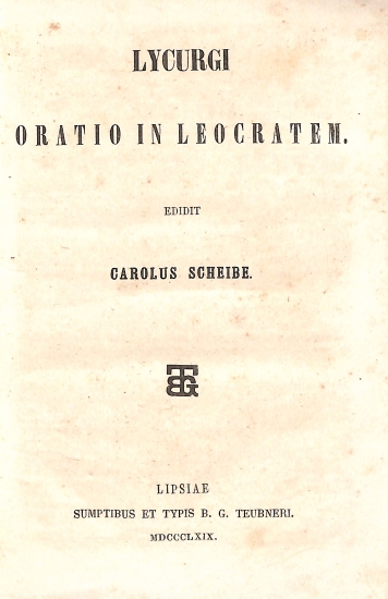 Lycurgi Oratio in Leocratem