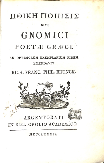 Ηθική ποίησις, sive, Gnomici poetae graeci