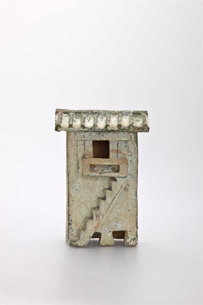 Model of a building with geen lead glaze