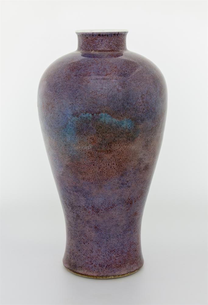 Meiping-shaped vase, porcelain with streaked blue glaze