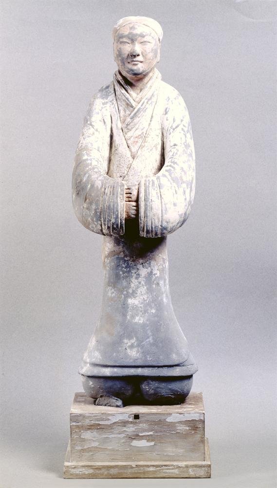 Burial figure of a man, painted earthenware, Western Han dynasty