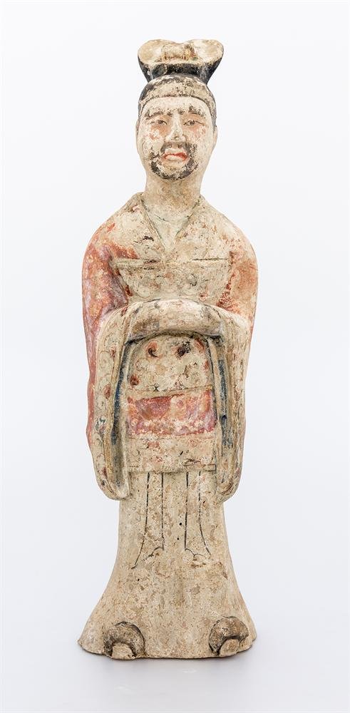 Burial figure of a civil official, of cold painted earthenware