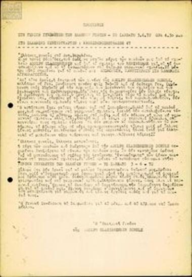 Invitation to the General Assembly of Greek Parents - Saturday, 3/6/1972 at the Greek Kindergarten