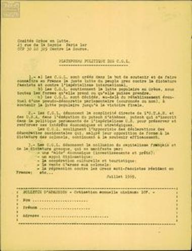 Plateforme poilitique des C.G.L