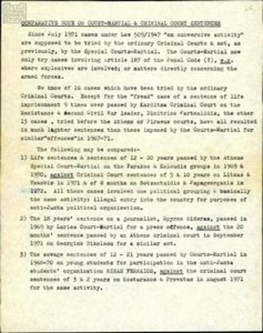 Comparative note on Court-Martial & Criminal Court Sentences