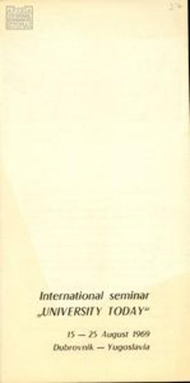 Pamphlet for the international seminar 'University Today'