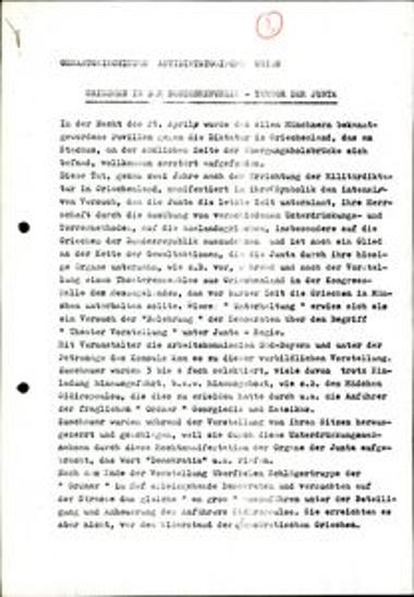 Griechen in der Bundesrepublik - Terror der Junta